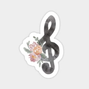 Treble Clef Watercolor Floral Sticker